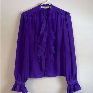 Chaus Semi Sheer Purple Blouse